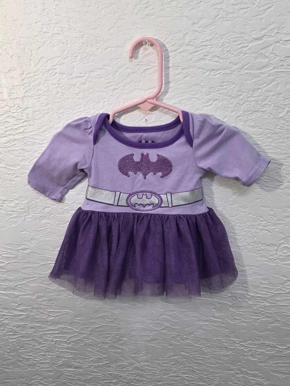 DC Comics Baby Girl Purple Batgirl Glitter Logo Tutu Dress Outfit Newborn